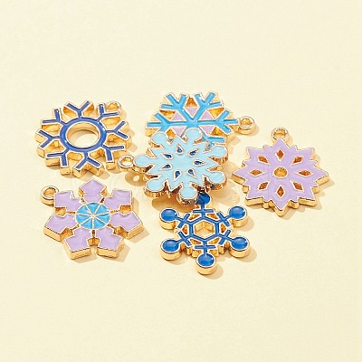 6Pcs 6 Styles Christmas Zinc Alloy Enamel Pendants FIND-FS0001-78-1