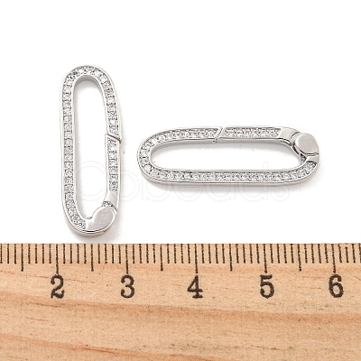 Rack Plating Brass Micro Pave CLear Cubic Zirconia  Spring Gate Clasps KK-Q814-13P-1