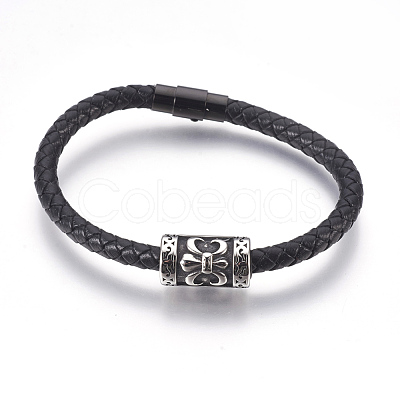 Men's Braided Leather Cord Bracelets BJEW-JB03917-1