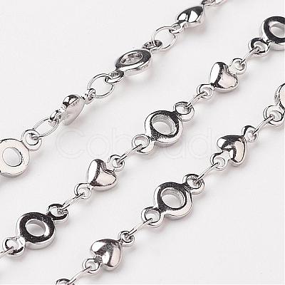 Tarnish Resistant 304 Stainless Steel Heart Chains CHS-K001-55-1