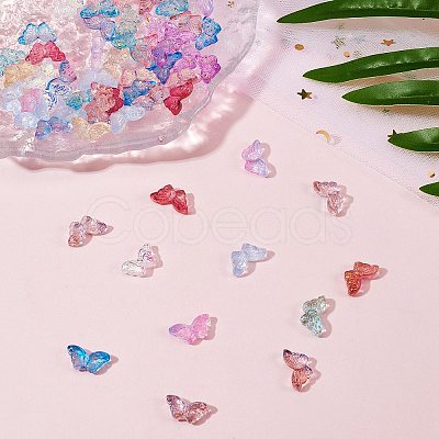 200Pcs 10 Style Transparent Spray Painted Glass Beads GLAA-SZ0001-81-1