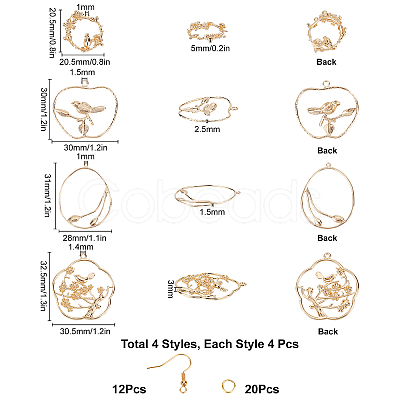 SUNNYCLUE DIY 8Pairs Flower & Bird Earring Making Kits DIY-SC0015-06G-1