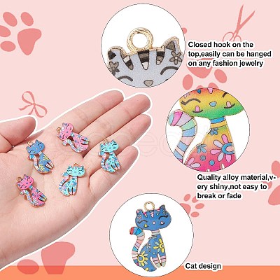 30Pcs 6 Styles Printed Alloy Pendants PALLOY-CJ0002-51-1