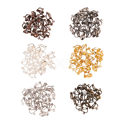 120Pcs 6 Colors Brass Clip-on Earring Findings KK-CJ0001-60-1