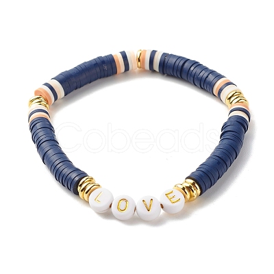 Love Beads Stacking Stretch Bracelets Set for Women BJEW-JB07162-1