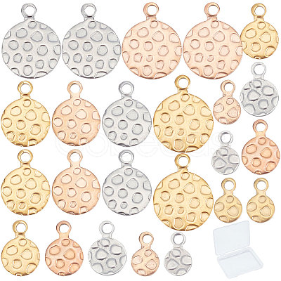 SUNNYCLUE 48Pcs 4 Size 3 Colors PVD Vacuum Plating 304 Stainless Steel Pendants STAS-SC0002-30-1