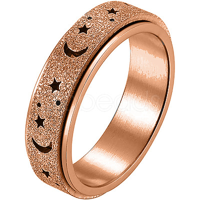 Stainless Steel Moon and Star Rotatable Finger Ring MOST-PW0001-005D-04-1