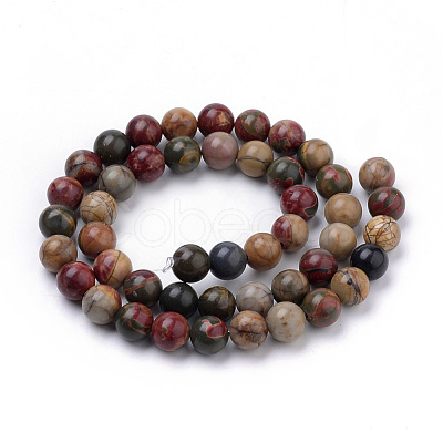 Natural Polychrome Jasper/Picasso Stone/Picasso Jasper Beads Strands G-S259-23-10mm-1