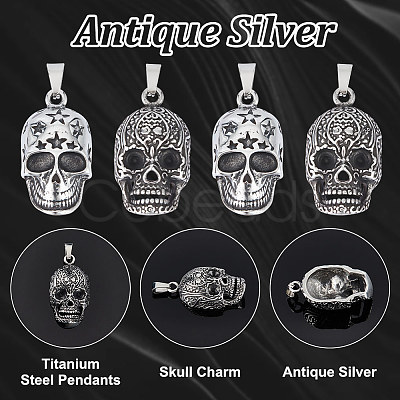 Unicraftale 4Pcs 2 Styles Titanium Steel Pendants STAS-UN0054-69-1