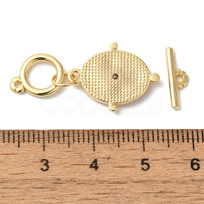 Brass Micro Pave Clear Cubic Zirconia Toggle Clasps KK-N254-75G-1