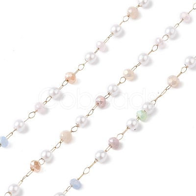 Glass & ABS Imitation Pearl Beaded Chains CHS-P016-44G-1