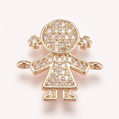 Brass Micro Pave Cubic Zirconia Links ZIRC-K078-33G-1