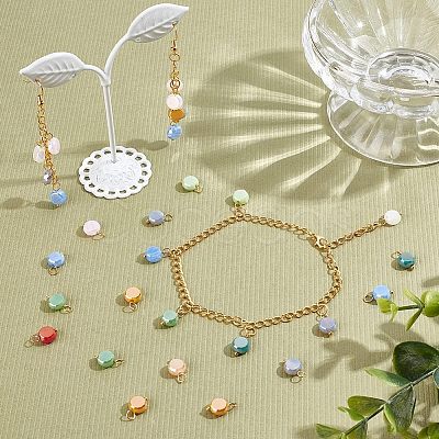 HOBBIESAY 120Pcs Electroplate Opaque Glass Charms FIND-HY0001-36-1