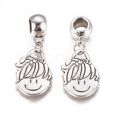 Antique Silver Plated Alloy European Dangle Charms MPDL-L028-04AS-1