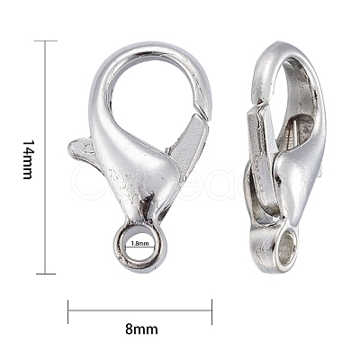 Platinum Plated Zinc Alloy Lobster Claw Clasps X-E105-1