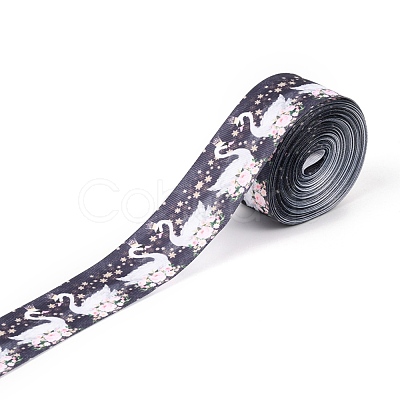 Swan Pattern Printed Grosgrain Ribbon OCOR-I010-02A-1