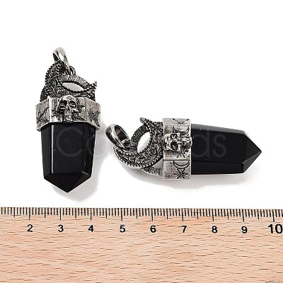 Natural Obsidian Faceted Sword Pendants G-Q163-01AS-09-1