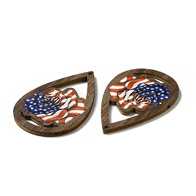 American Flag Theme Single Face Printed Aspen Wood Pendants WOOD-G014-01E-1