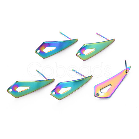 Rainbow Color 304 Stainless Steel Stud Earring Findings STAS-N098-016-1