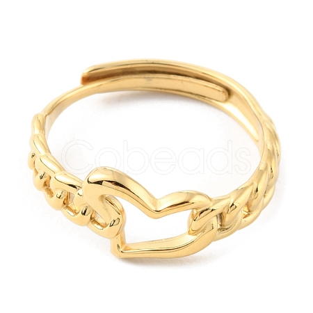 304 Stainless Steel Hollow Heart Adjustable Rings RJEW-D002-13G-1