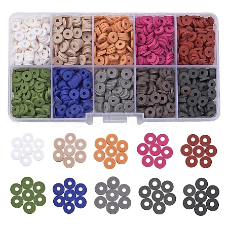 1500Pcs 10 Colors Dark Colors Handmade Polymer Clay Beads CLAY-YW0001-37B-1