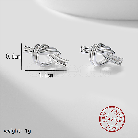 Classic Delicate 925 Sterling Silver Knot Stud Earrings for Women Daily Party Wear KN1756-1