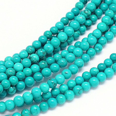 Natural Howlite Round Bead Strands X-TURQ-E022-38B-4mm-1