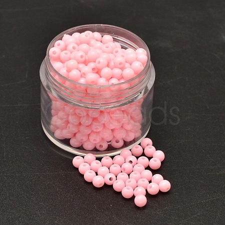 Round Opaque Acrylic Spacer Beads MACR-I036-4mm-08-1
