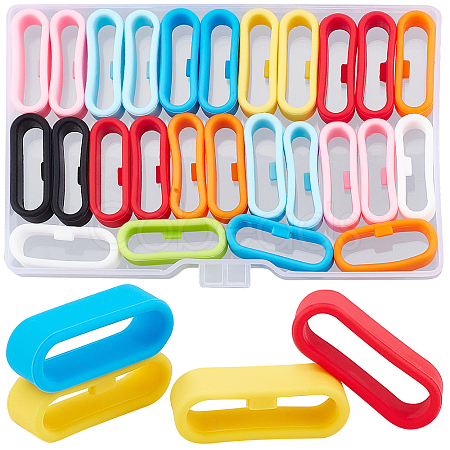 Gorgecraft 36Pcs 9 Colors Silicone Replacement Watch Band Strap Loops SIL-GF0001-10-1
