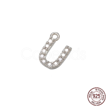 Real Platinum Plated Rhodium Plated 925 Sterling Silver Micro Pave Clear Cubic Zirconia Charms STER-P054-10P-U-1