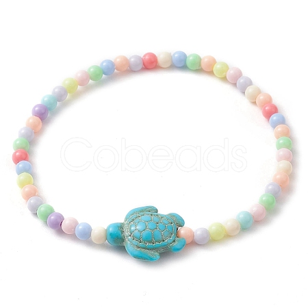 Beach Turtle Synthetic Turquoise Link Bracelets BJEW-JB10238-01-1