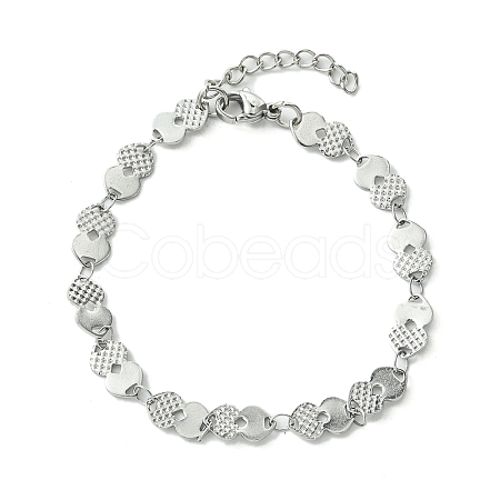 Non-Tarnish 304 Stainless Steel Heart Link Bracelets for Women BJEW-A007-02P-1