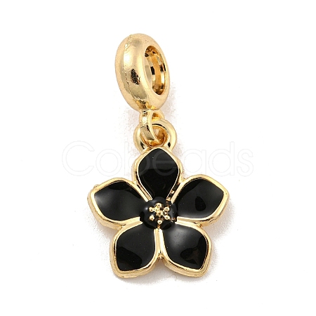 Rack Plating Alloy Enamel Flower European Dangle Charms FIND-B034-55G-06-1