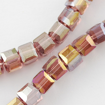 Electroplate Glass Beads Strands EGLA-R030-6x6mm-13-1