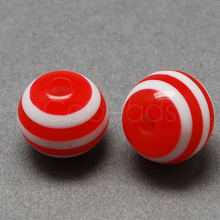 Round Striped Resin Beads RESI-R158-20mm-03-1