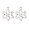 Non-Tarnish 316 Stainless Steel Charms, Laser Cut, Stainless Steel Color, Flower, 16.5x12.5x1mm, Hole: 1.5mm