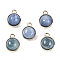 Natural Kyanite Pendants, with GoldenTone Rack Plating Brass, Flat Round, 9.8x7.5x4.3mm, Hole: 1.2mm