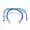 Nylon Cord Braided Bead Bracelets Making, with Brass Beads, Long-Lasting Plated, Real Rose Gold Plated, Dodger Blue, 10-1/4 inch~11-5/8 inch(26~29.6cm)