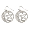 Tarnish Resistant 304 Stainless Steel Dangle Earrings for Women, Moon with Star, Stainless Steel Color, 41x30mm