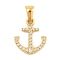 Ion Plating(IP) 304 Stainless Steel Micro Pave Cubic Zirconia Pendants, Anchor Charm, Golden, 17x15x3mm, Hole: 3x6mm