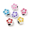 CCB Plastic European Beads, Large Hole Beads, with Enamel, Flower, Mixed Color, 10x10.5x8mm, Hole: 4mm