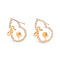 Brass Micro Pave Clear Cubic Zirconia Earring Findings, for Half Drilled Beads, Nickel Free, Gourd, Real 18K Gold Plated, 18x12.5mm, Pin: 0.8mm, Pin: 0.8mm(for Half Drilled Beads)