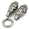 Tibetan Style 304 Stainless Steel Spring Gate Rings, Manual Polishing, Antique Silver, 71mm.