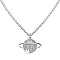 925 Sterling Silver Pendant Necklaces, Micro Pave Clear Cubic Zirconia, Planet, Real Platinum Plated, 15.75 inch(40cm)