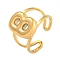 304 Stainless Steel Finger Ring, Real 18K Gold Plated Cuff Ring, Letter B, Inner Diameter: 18mm, Letter: 14~15x6.5~19mm