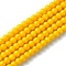 Eco-Friendly Round Baking Paint Glass Beads Strands, Cotton Cord Threaded, Yellow, 4~4.5mm, Hole: 0.7~1.1mm, about 104pcs/strand, 15 inch