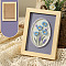 DIY Flower Pattern Photo Frame Stand Embroidery Kits, Including Photo Frame, Embroidery Cloth & Thread, Needle, Instruction Sheet, Cornflower Blue, 208x157mm