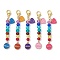 Mother's Day Flat Round with Word Mom & Heart Alloy Enamel Pendant Decorations, Glass Beads and Lobster Claw Clasps Charm, Mixed Color, 76mm