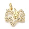 Rack Plating Brass Micro Pave Cubic Zirconia Pendants, Cadmium Free & Lead Free, Long-Lasting Plated, House with Wing, Real 18K Gold Plated, 13.5x15.5x2mm, Hole: 3.5mm