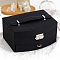 Velvet Jewelry Organizer Storage Drawer Boxes with Handle, for Necklaces Rings Bracelets, Rectangle, Black, 20x16x10cm